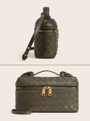 Lianaa – Woven Genuine-Leather Bag, Practical Size with Hand-Painted Initials - XSESWARY