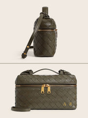 Lianaa – Woven Genuine-Leather Bag, Practical Size with Hand-Painted Initials - XSESWARY