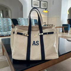 Kally Personalized Canvas Tote Bag – Custom Initials Embroidered