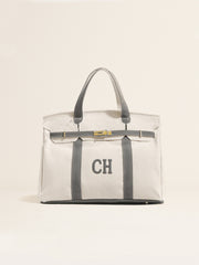 Kally Personalized Canvas Tote Bag – Custom Initials Embroidered