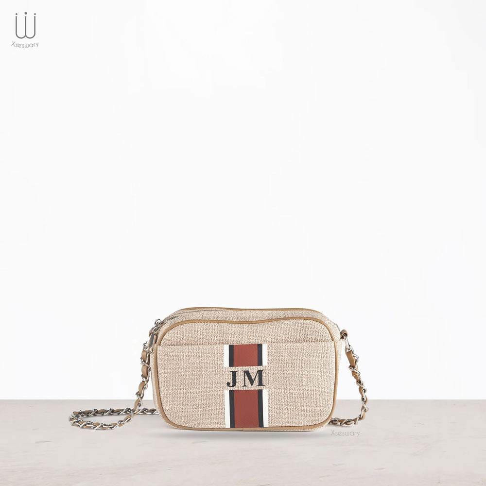 Mini Canvas Bag with initial custom printed multi color - XSESWARY