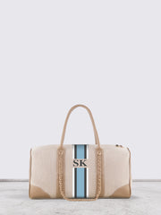 حقيبة سفر، صالة ألعاب رياضية، عطلة نهاية الأسبوع، مطبوعة باللون البيج، متعددة الأحجام