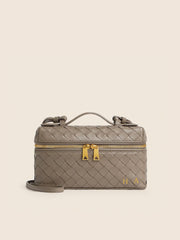 Lianaa – Woven Genuine-Leather Bag, Practical Size with Hand-Painted Initials - XSESWARY