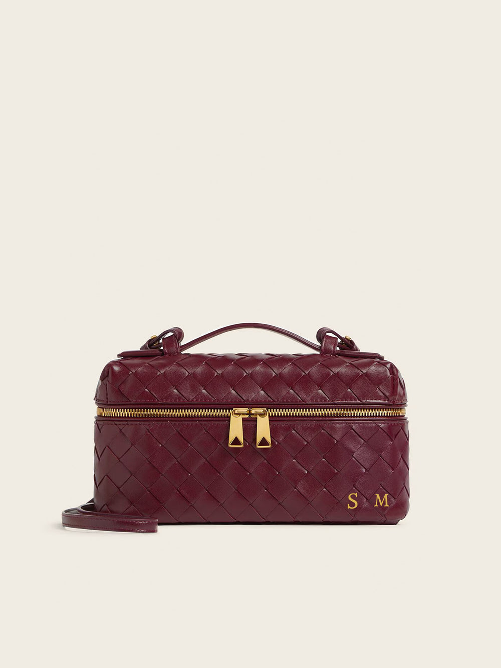 Lianaa – Woven Genuine-Leather Bag, Practical Size with Hand-Painted Initials - XSESWARY