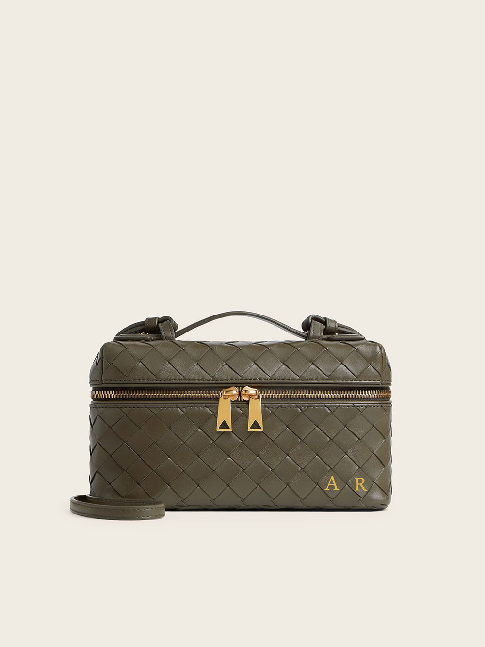 Lianaa – Woven Genuine-Leather Bag, Practical Size with Hand-Painted Initials - XSESWARY