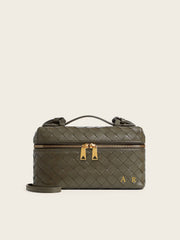 Lianaa – Woven Genuine-Leather Bag, Practical Size with Hand-Painted Initials - XSESWARY