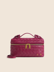 Lianaa – Woven Genuine-Leather Bag, Practical Size with Hand-Painted Initials - XSESWARY