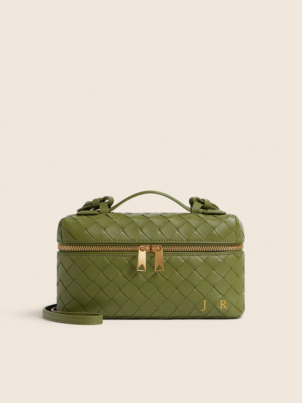 Lianaa – Woven Genuine-Leather Bag, Practical Size with Hand-Painted Initials - XSESWARY