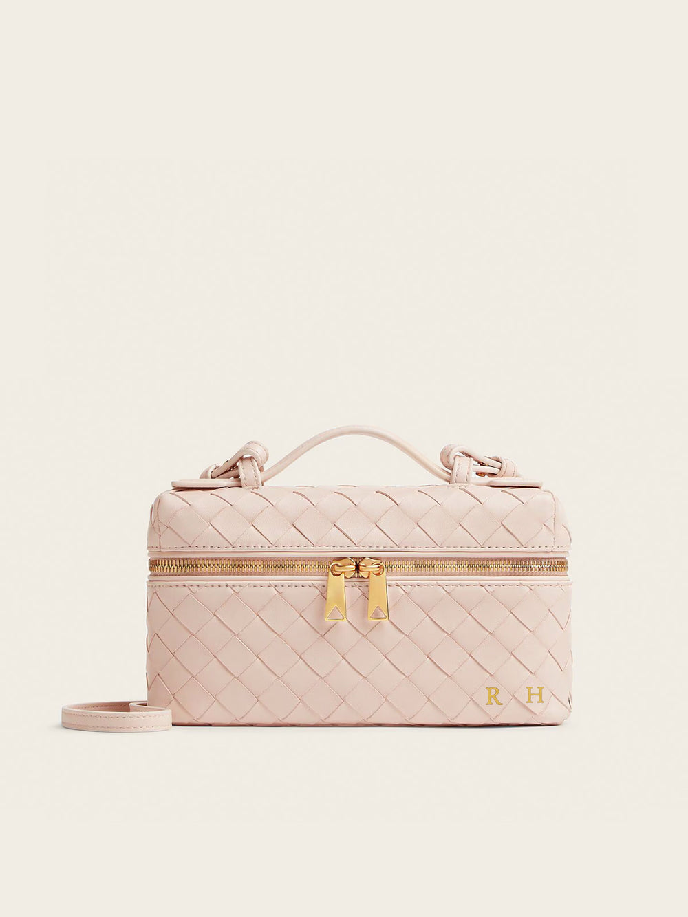 Lianaa – Woven Genuine-Leather Bag, Practical Size with Hand-Painted Initials - XSESWARY