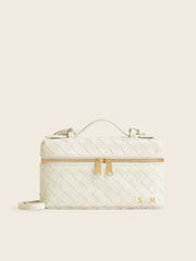 Lianaa – Woven Genuine-Leather Bag, Practical Size with Hand-Painted Initials - XSESWARY