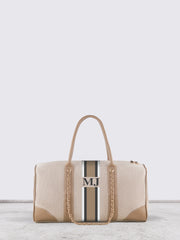 حقيبة سفر، صالة ألعاب رياضية، عطلة نهاية الأسبوع، مطبوعة باللون البيج، متعددة الأحجام