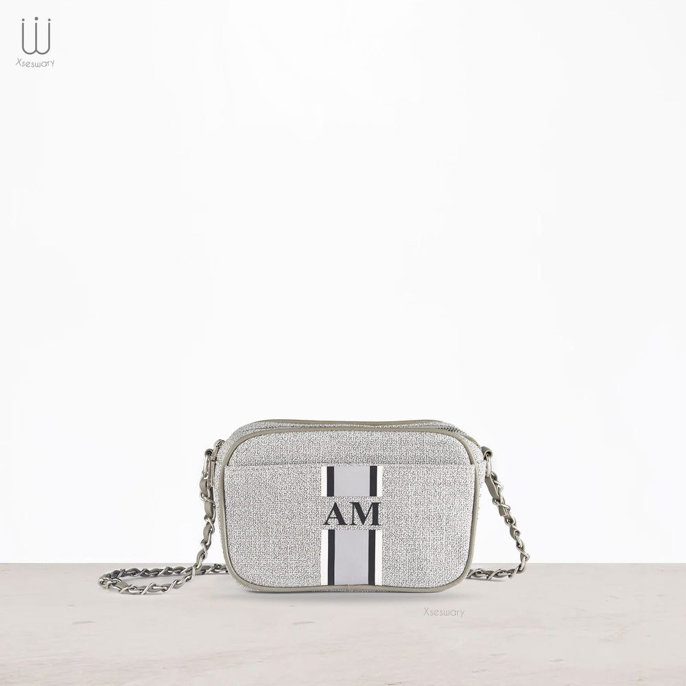 Mini Canvas Bag with initial custom printed multi color - XSESWARY