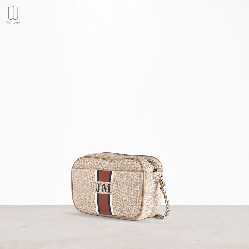 Mini Canvas Bag with initial custom printed multi color - XSESWARY