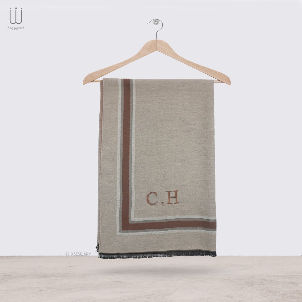 Scarf Beige line Maroon - XSESWARY