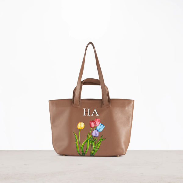 floral Tote Bag - Brown