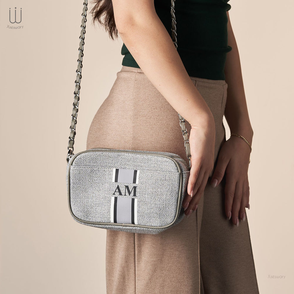 Mini Canvas Bag with initial custom printed multi color - XSESWARY