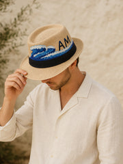 HandPainted Ocean Fedora