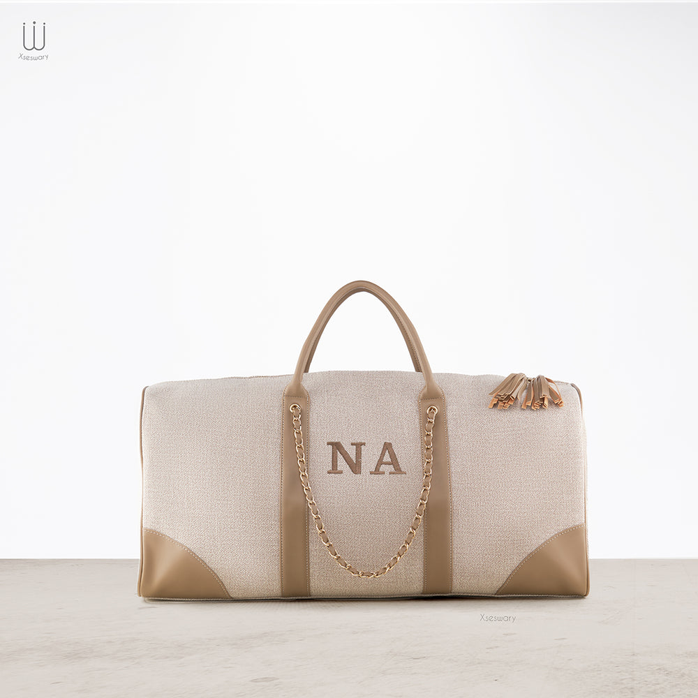 Travel , Gym , Weekender Bag Beige embroidery Multi Size - XSESWARY