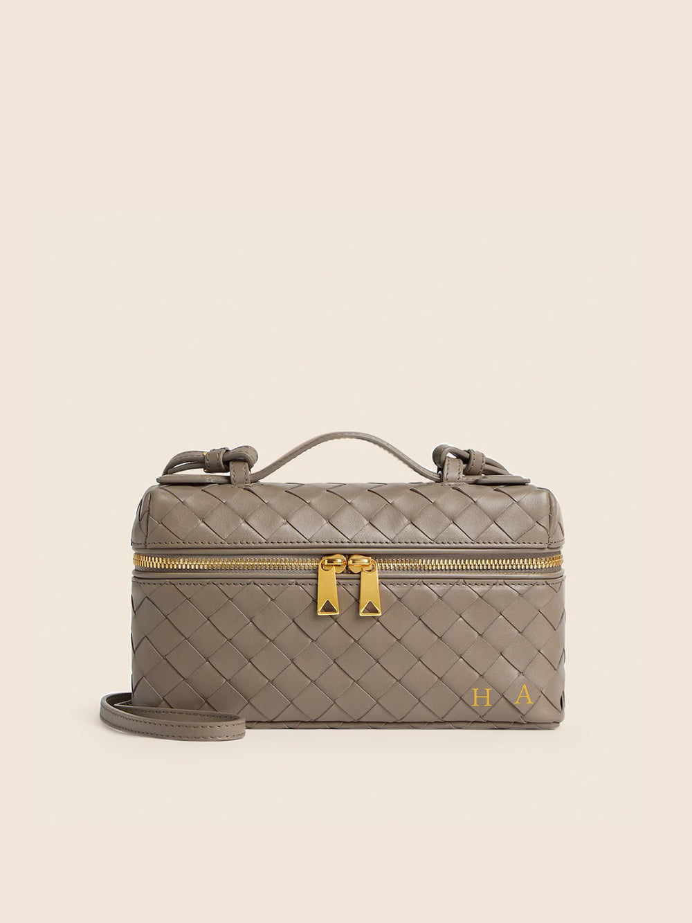 Lianaa – Woven Genuine-Leather Bag, Practical Size with Hand-Painted Initials - XSESWARY