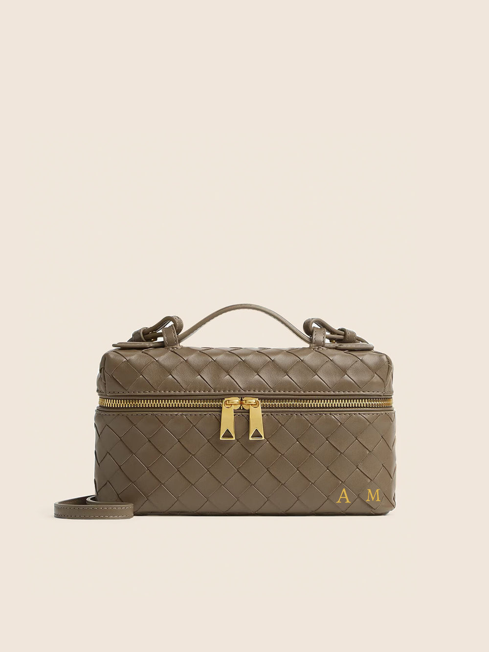 Lianaa – Woven Genuine-Leather Bag, Practical Size with Hand-Painted Initials - XSESWARY