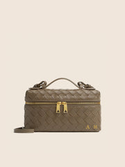 Lianaa – Woven Genuine-Leather Bag, Practical Size with Hand-Painted Initials - XSESWARY