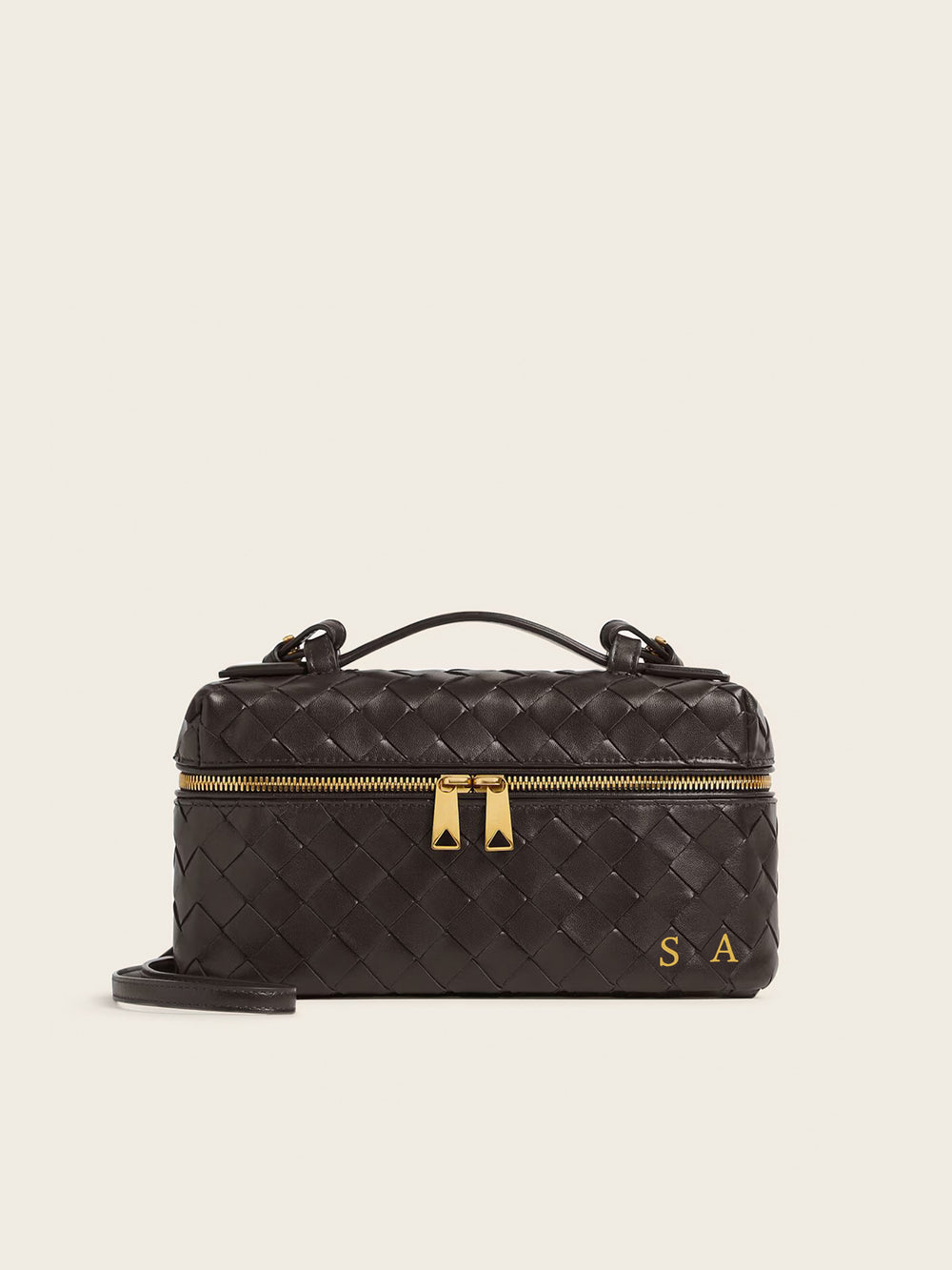 Lianaa – Woven Genuine-Leather Bag, Practical Size with Hand-Painted Initials - XSESWARY