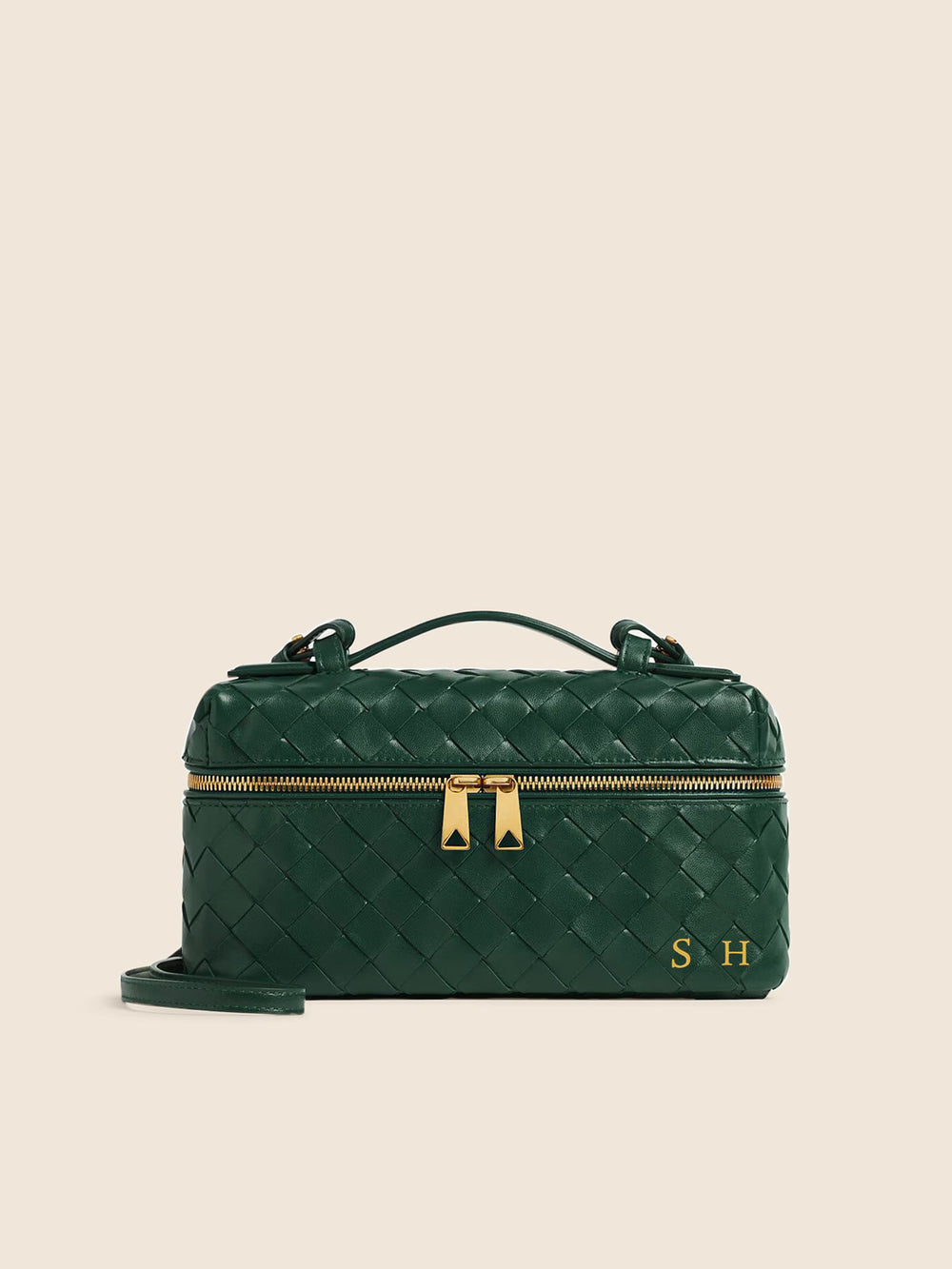 Lianaa – Woven Genuine-Leather Bag, Practical Size with Hand-Painted Initials - XSESWARY