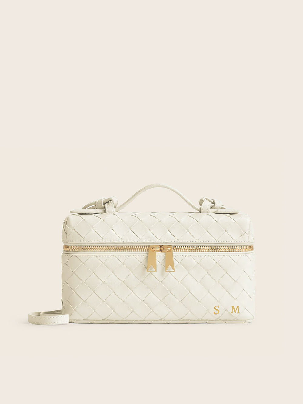 Lianaa – Woven Genuine-Leather Bag, Practical Size with Hand-Painted Initials - XSESWARY