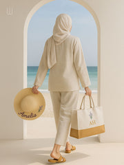 Customized summer set hat and bag with a birth flower design. - XSESWARY