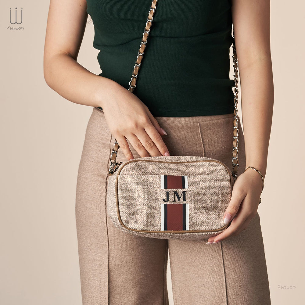 Mini Canvas Bag with initial custom printed multi color - XSESWARY