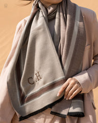 Scarf Beige line Maroon - XSESWARY