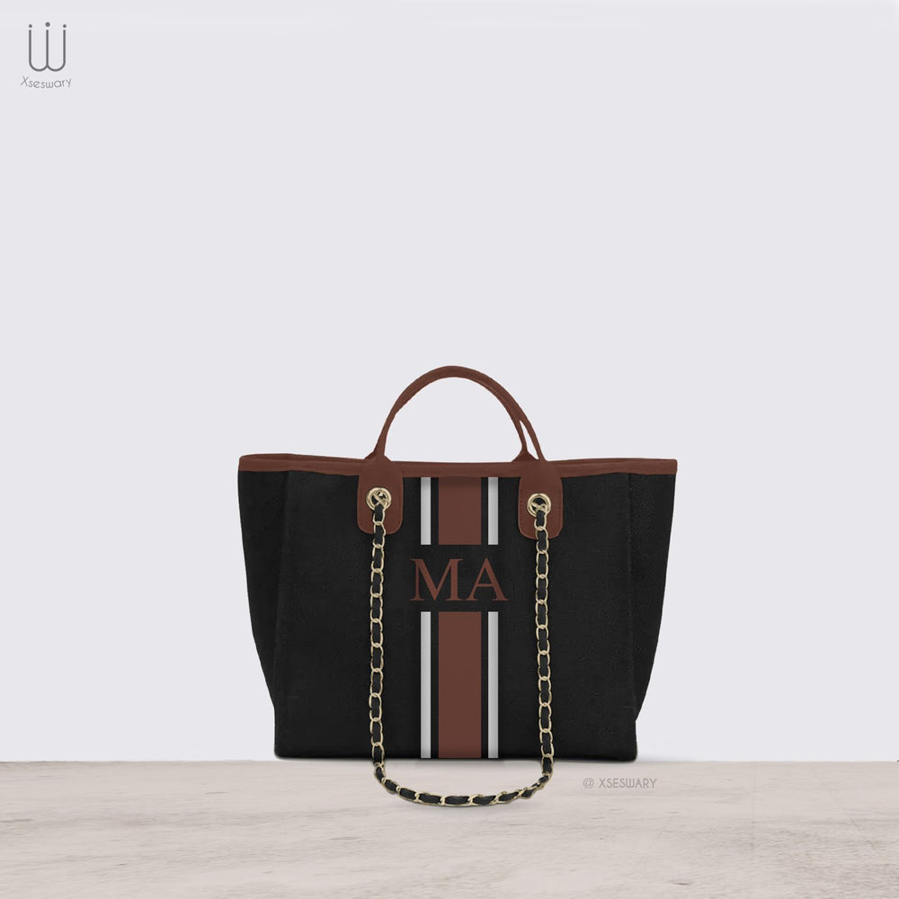 Canvas Tote Bag Brown Strip - XSESWARY