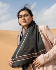 Scarf Dark Gray Line Brown - XSESWARY